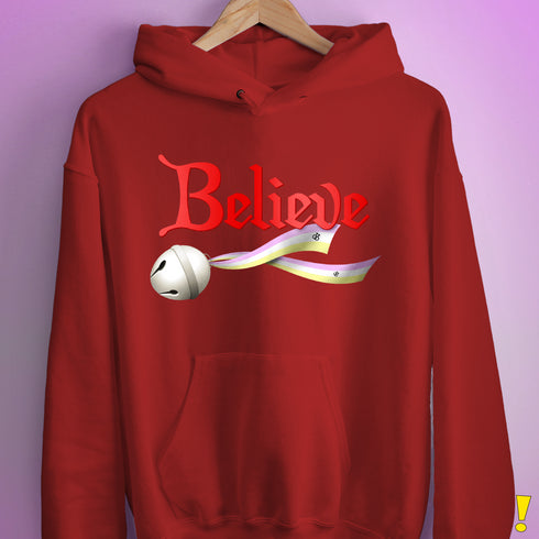 Believe Twink Pride Flag Jingle Bell Hoodie - Red