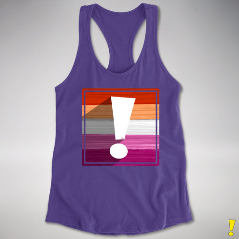 Lesbian Pride Flag Exclamation Point Racerback Tank
