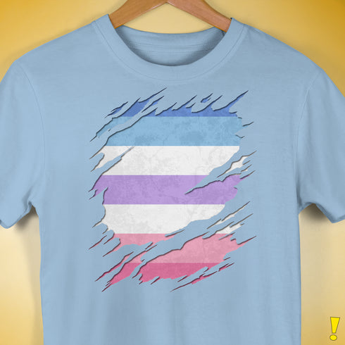 Bigender Pride Flag Ripped Reveal Premium Unisex T-Shirt