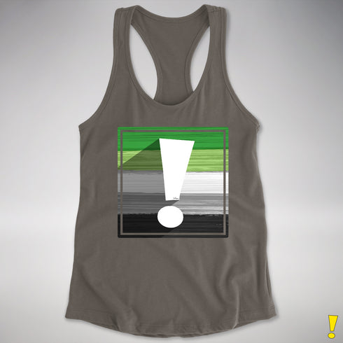 Aromantic Pride Flag Exclamation Point Racerback Tank - Dark Grey