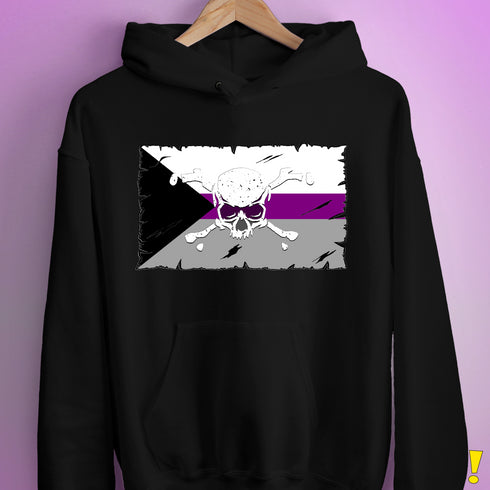 Demisexual Pride Pirate Flag Hoodie - Black