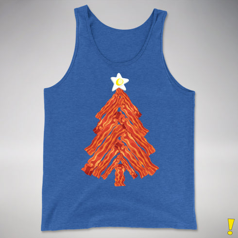 Funny Bacon and Egg Christmas Tree Tank Top - Royal Blue Triblend