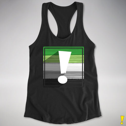 Aromantic Pride Flag Exclamation Point Racerback Tank - Black
