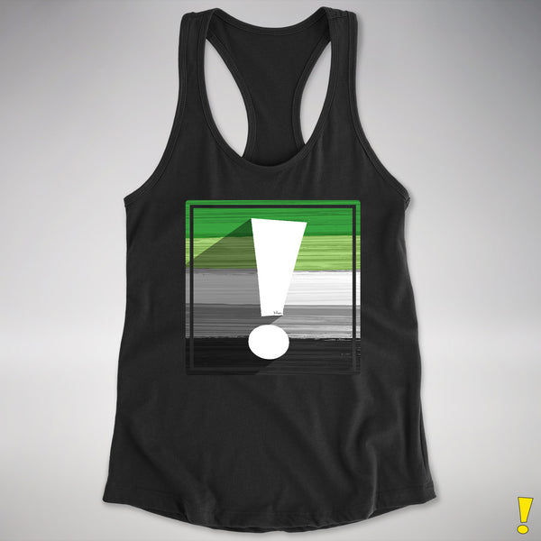 Aromantic Pride Flag Exclamation Point Racerback Tank - Black