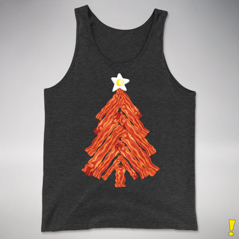 Funny Bacon and Egg Christmas Tree Tank Top - Charcoal Triblend