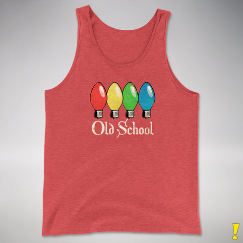 Old School Vintage Christmas Lights Tank Top - Red Triblend