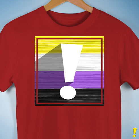 Nonbinary Pride Flag Exclamation Point Premium Unisex T-Shirt - Red