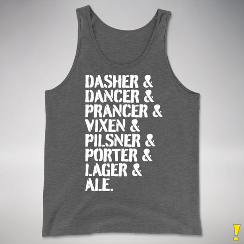 Santa's Reindeer Beer List Tank Top - Deep Heather