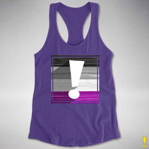 Asexual Pride Flag Exclamation Point Racerback Tank - Purple