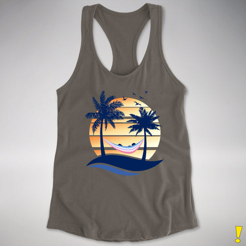 Bigender Pride Hammock Summer Beach Sunset Racerback Tank