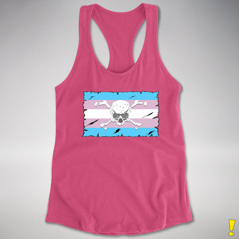Transgender Pride Pirate Flag Racerback Tank - Hot Pink