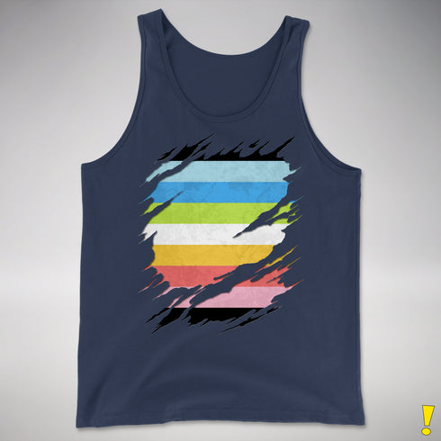 Queer Pride Flag Ripped Reveal Premium Tank Top