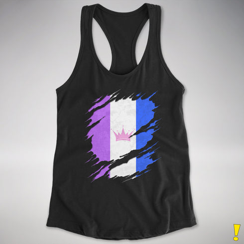 Drag Pride Flag Ripped Reveal Racerback Tank