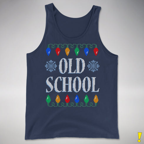 Old School Ugly Christmas Sweater Tank Top - Navy