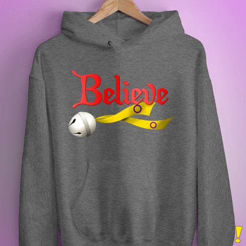 Believe Intersex Pride Flag Jingle Bell Hoodie - Grey Heather