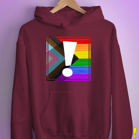 LGBTQ Progress Pride Flag Exclamation Point Hoodie
