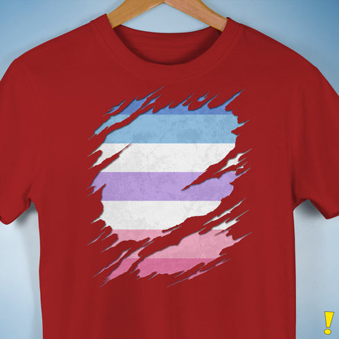 Bigender Pride Flag Ripped Reveal Premium Unisex T-Shirt