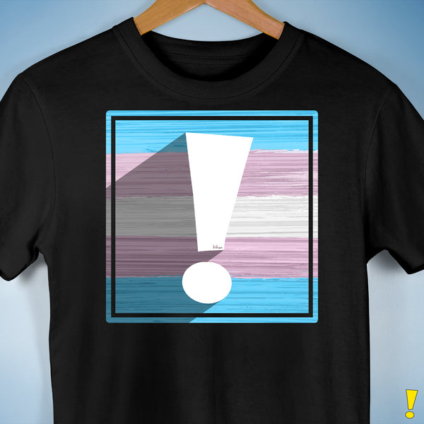 Transgender Pride Flag Exclamation Point Premium Unisex T-Shirt - Black
