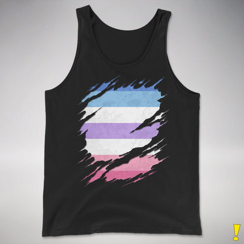 Bigender Pride Flag Ripped Reveal Premium Tank Top
