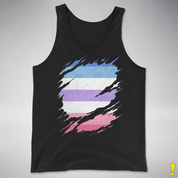 Bigender Pride Flag Ripped Reveal Premium Tank Top