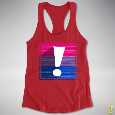 Bisexual Pride Flag Exclamation Point Racerback Tank - Red