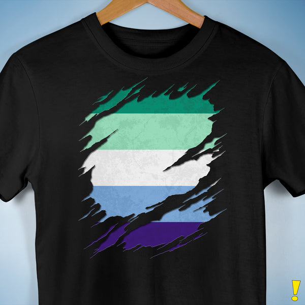 Gay Male Pride Flag Ripped Reveal Premium Unisex T-Shirt