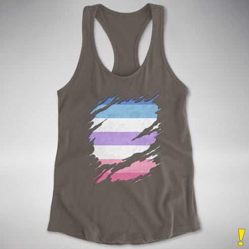Bigender Pride Flag Ripped Reveal Racerback Tank