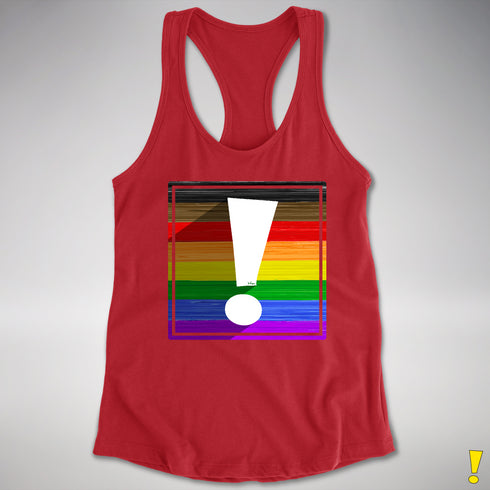LGBTQ Philly Pride Flag Exclamation Point Racerback Tank