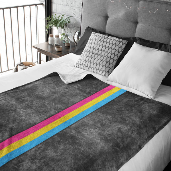 Grunge Pansexual Pride Flag Stripe Velveteen Plush Blanket