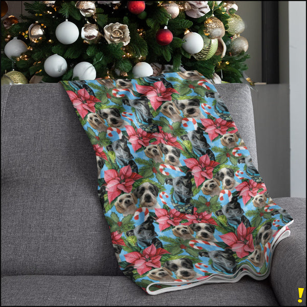 Custom Holiday Poinsettia Velveteen Plush Blanket