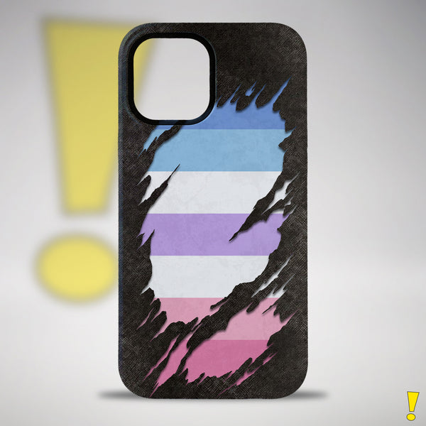 Bigender Pride Flag Ripped Reveal Tough Case
