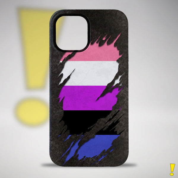 Genderfluid Pride Flag Ripped Reveal Tough Case