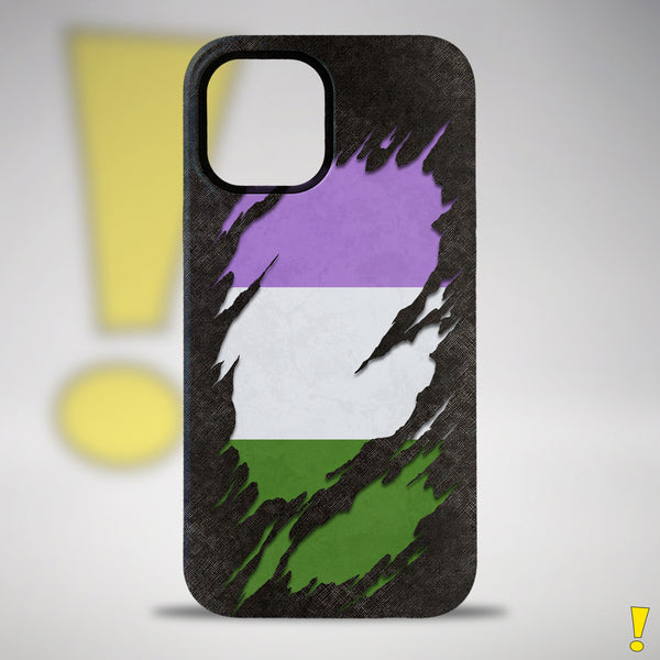 Genderqueer Pride Flag Ripped Reveal Tough Case