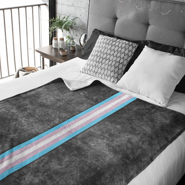 Grunge Transgender Pride Flag Stripe Velveteen Plush Blanket