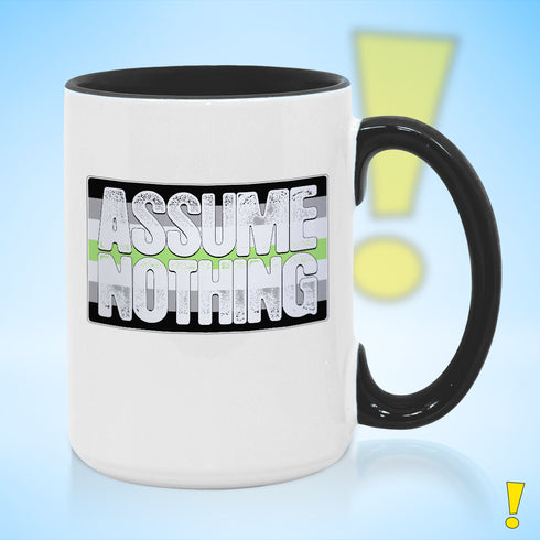 Assume Nothing Agender Pride Flag Color Accent Mug