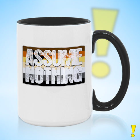 Assume Nothing Bear Pride Flag Color Accent Mug