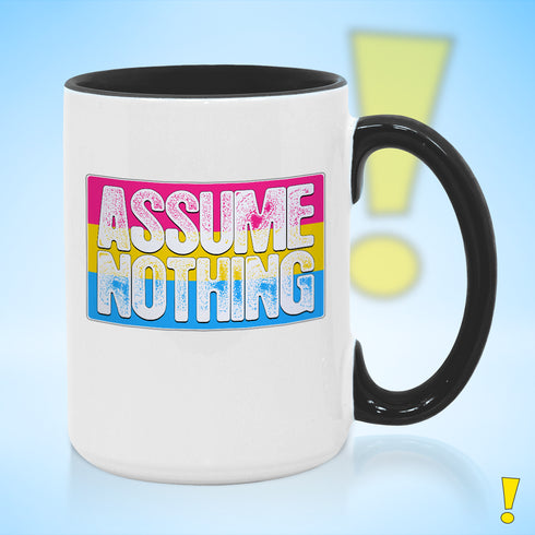 Assume Nothing Pansexual Pride Flag Color Accent Mug