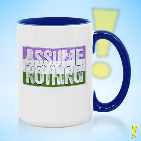 Assume Nothing Genderqueer Pride Flag Color Accent Mug