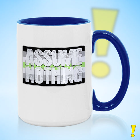 Assume Nothing Agender Pride Flag Color Accent Mug