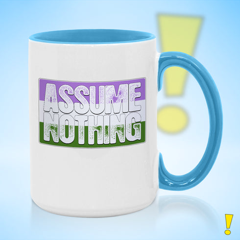 Assume Nothing Genderqueer Pride Flag Color Accent Mug