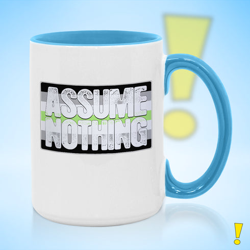 Assume Nothing Agender Pride Flag Color Accent Mug