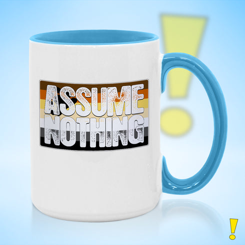 Assume Nothing Bear Pride Flag Color Accent Mug