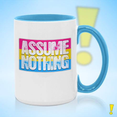 Assume Nothing Pansexual Pride Flag Color Accent Mug