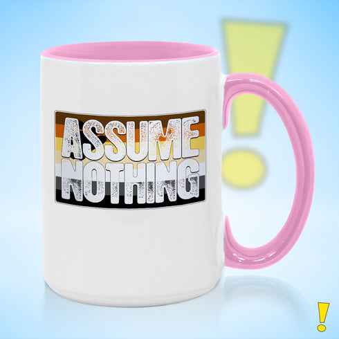Assume Nothing Bear Pride Flag Color Accent Mug