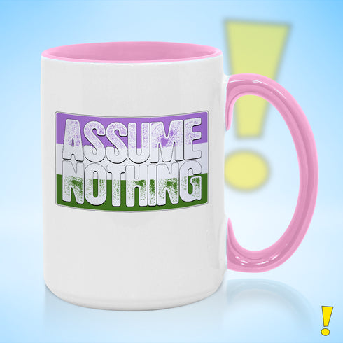 Assume Nothing Genderqueer Pride Flag Color Accent Mug