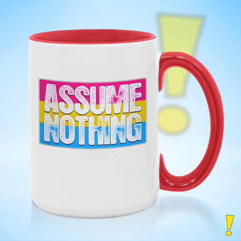 Assume Nothing Pansexual Pride Flag Color Accent Mug