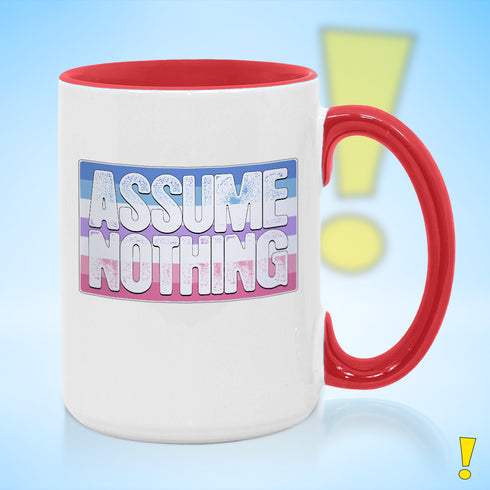 Assume Nothing Bigender Pride Flag Color Accent Mug