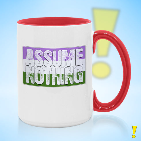 Assume Nothing Genderqueer Pride Flag Color Accent Mug