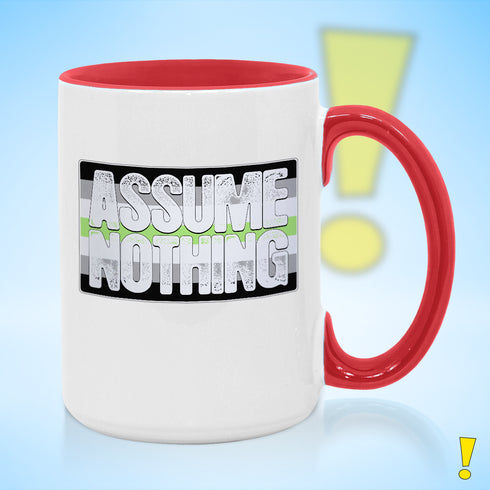 Assume Nothing Agender Pride Flag Color Accent Mug