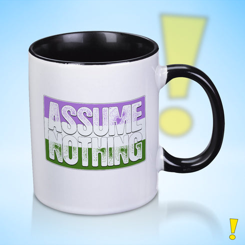 Assume Nothing Genderqueer Pride Flag Color Accent Mug